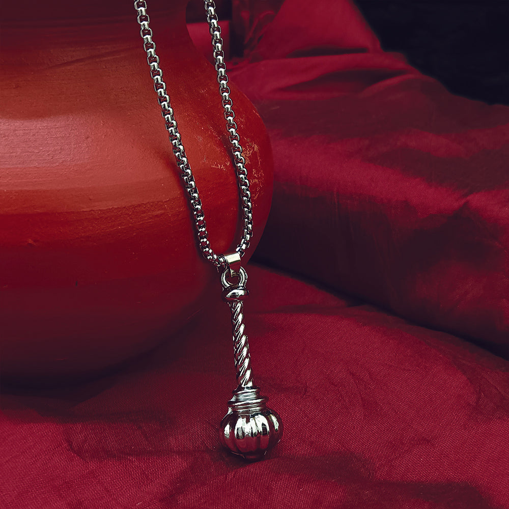 The99Jewel Silver Plated Lord Hanuman Heavy Gada Chain Pendant for Men