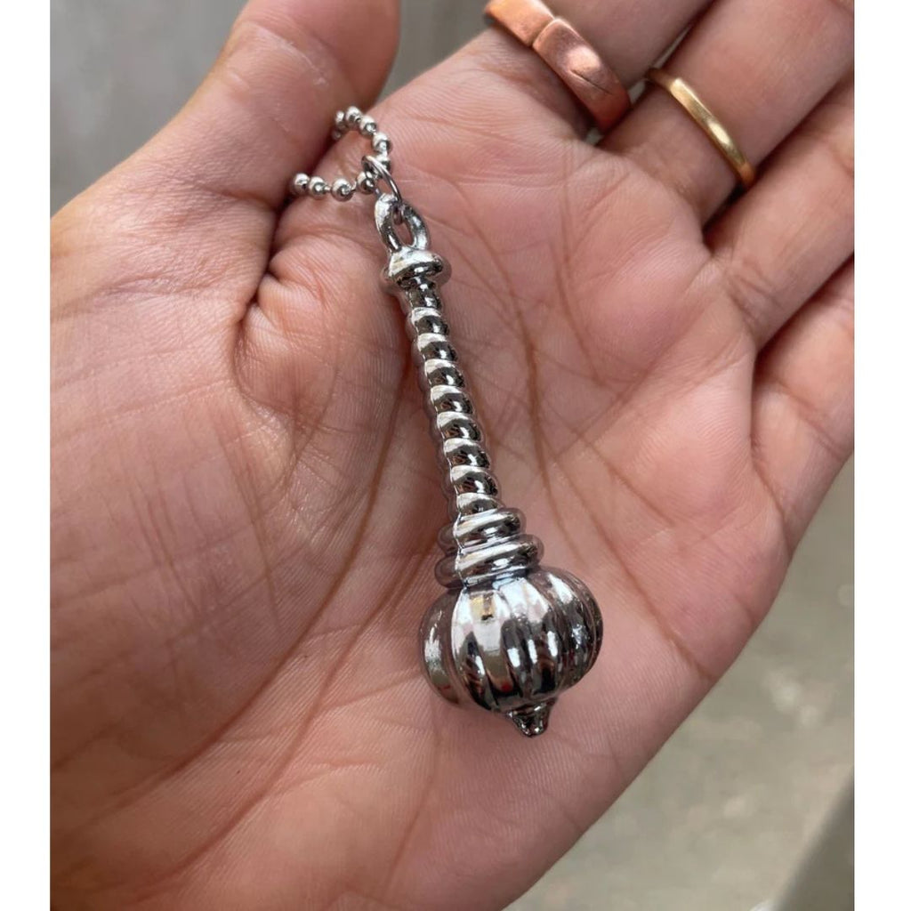 The99Jewel Hanuman Gada Silver Pendant with ball chain For Unisex