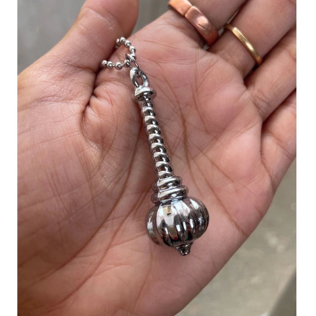 The99Jewel Hanuman Gada Silver Pendant with ball chain For Unisex
