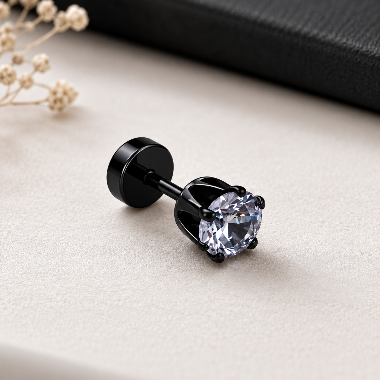 The99Jewel Black Plated Stud Earring For Men (1 Piece)