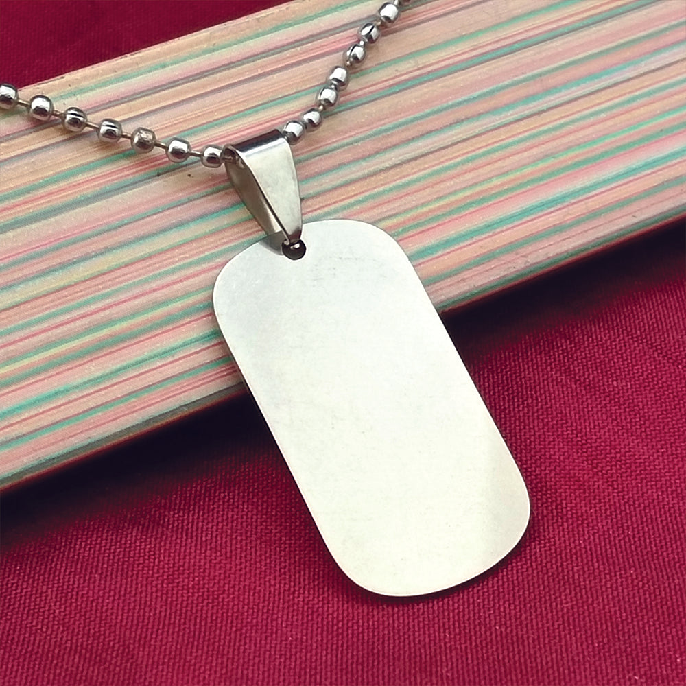 The99Jewel Rectangle Steel Chain Pendant For Men