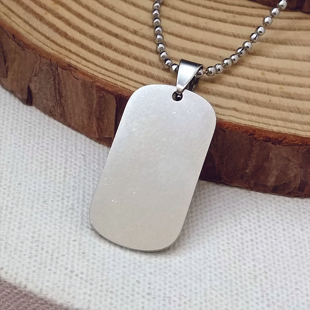 The99Jewel Rectangle Steel Chain Pendant For Men