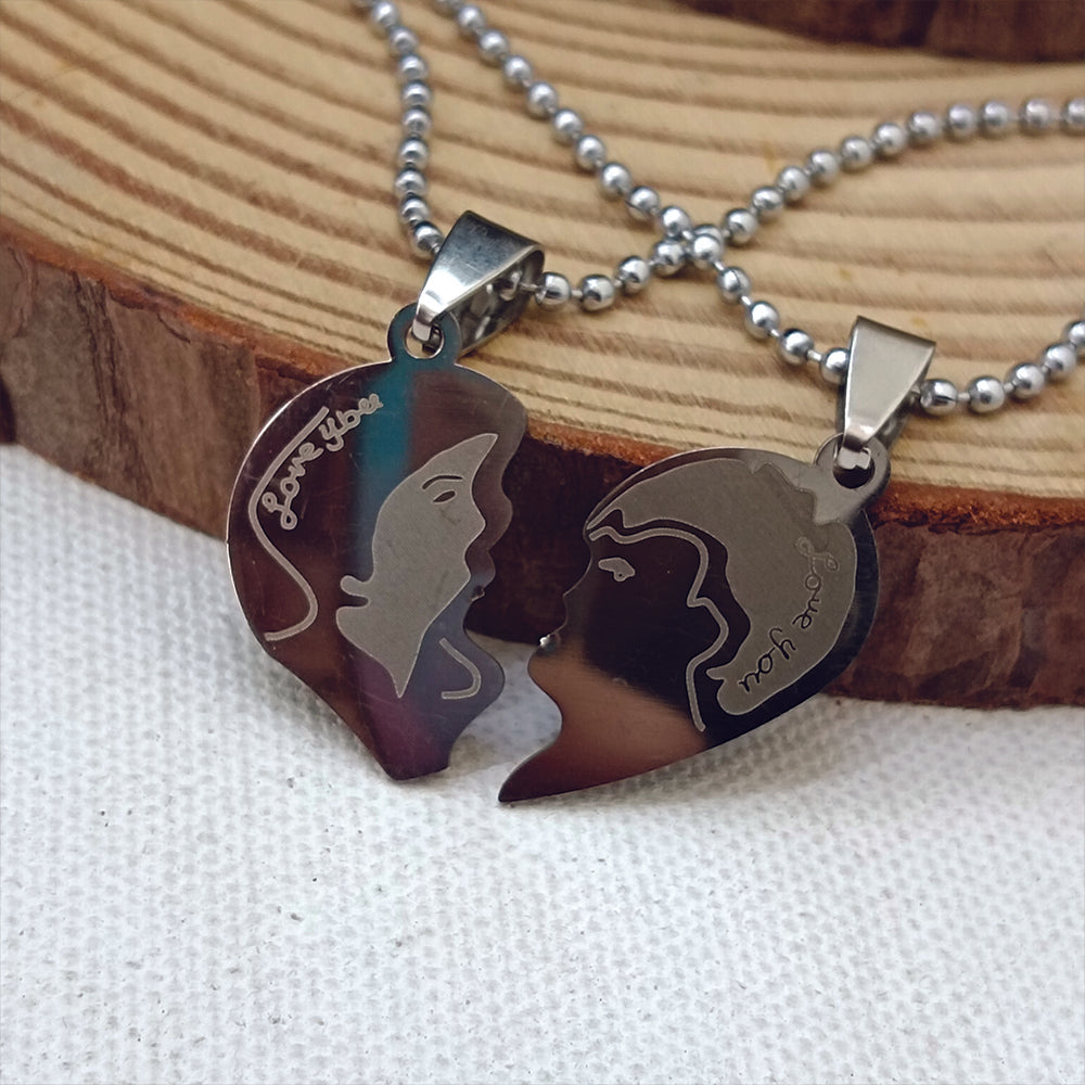 The99Jewel Heart Shape " Love YOU" Couple Chain Pendant- 1404882