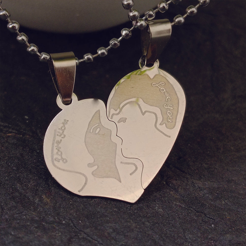 The99Jewel Heart Shape " Love YOU" Couple Chain Pendant- 1404882