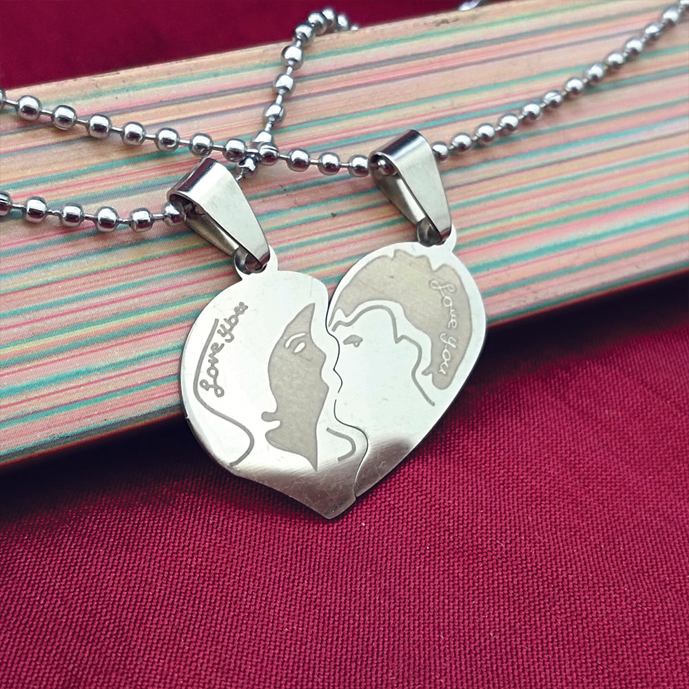 The99Jewel Heart Shape " Love YOU" Couple Chain Pendant- 1404882