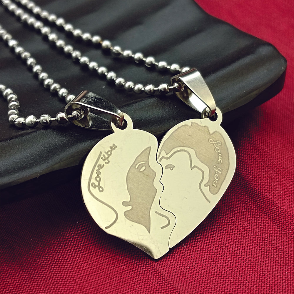 The99Jewel Heart Shape " Love YOU" Couple Chain Pendant- 1404882