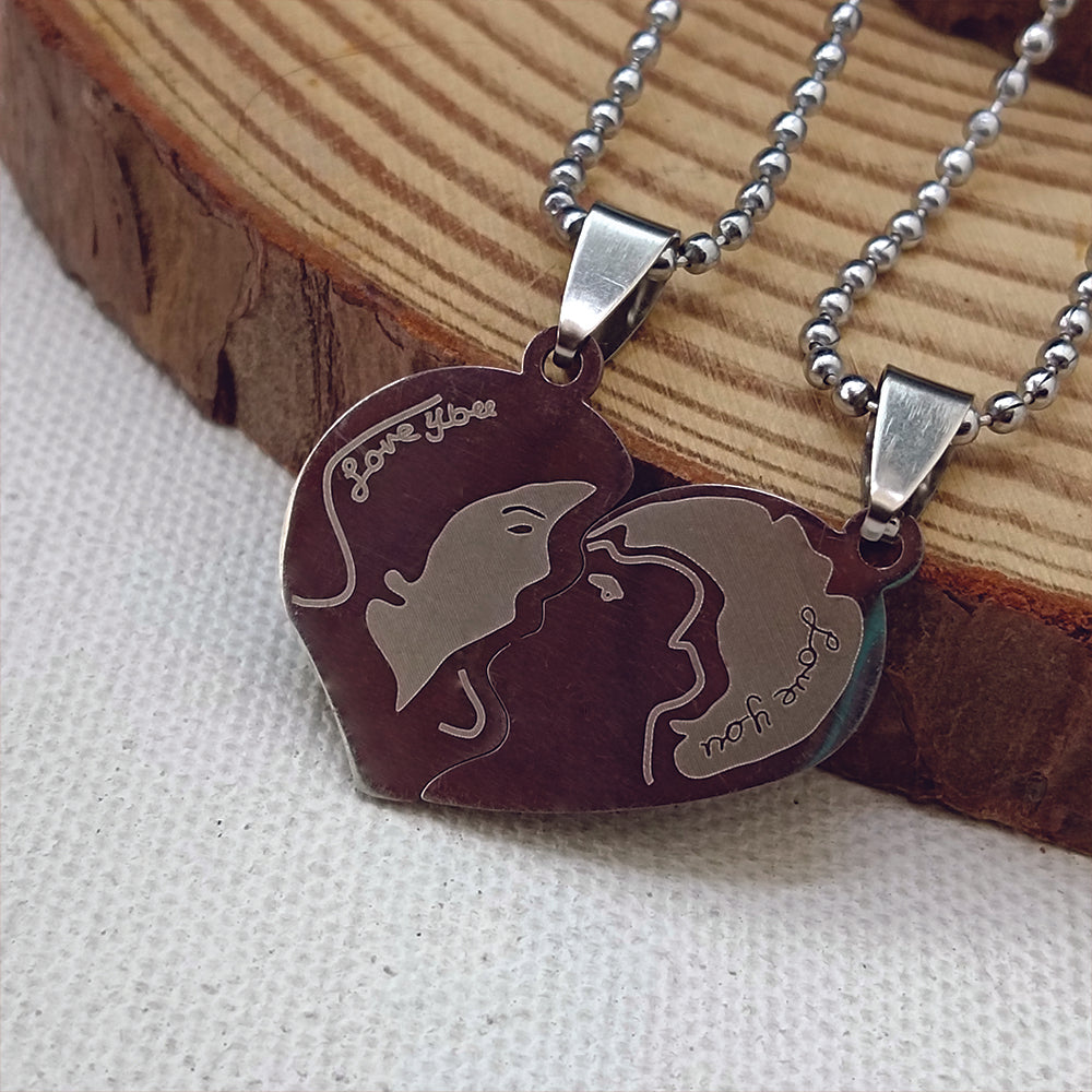 The99Jewel Heart Shape " Love YOU" Couple Chain Pendant- 1404882