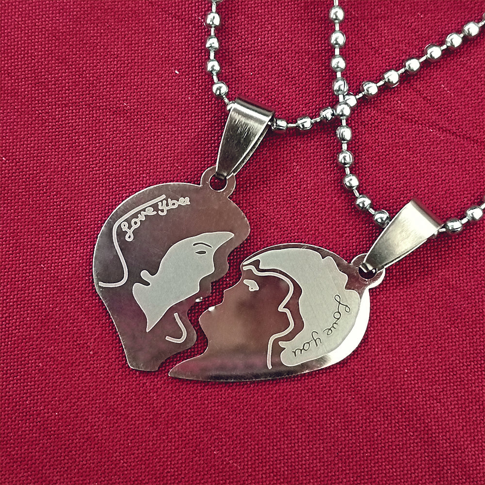 The99Jewel Heart Shape " Love YOU" Couple Chain Pendant- 1404882