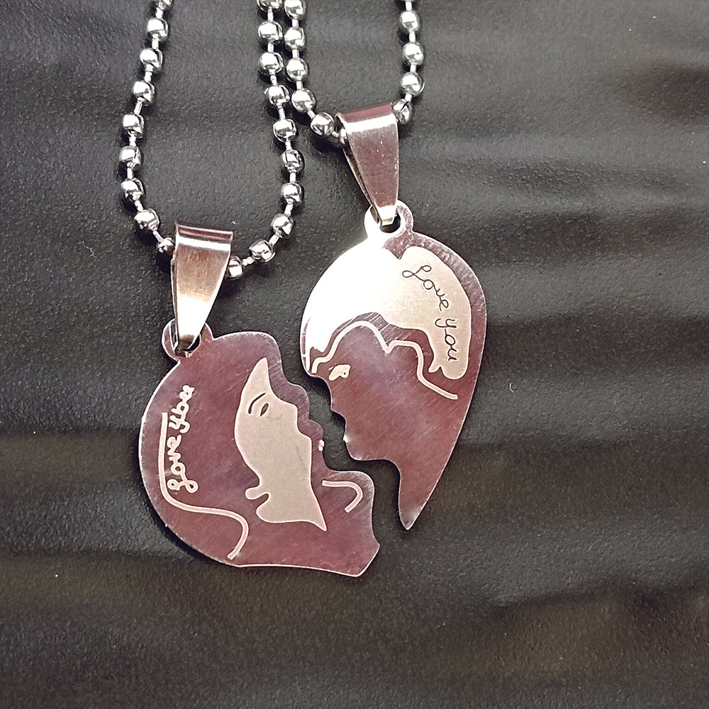 The99Jewel Heart Shape " Love YOU" Couple Chain Pendant- 1404882