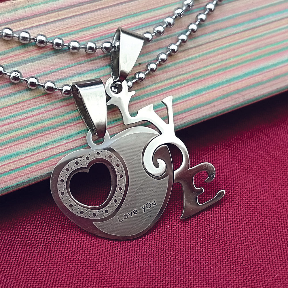 The99Jewel Heart Shape " Love YOU" Couple Chain Pendant- 1404883