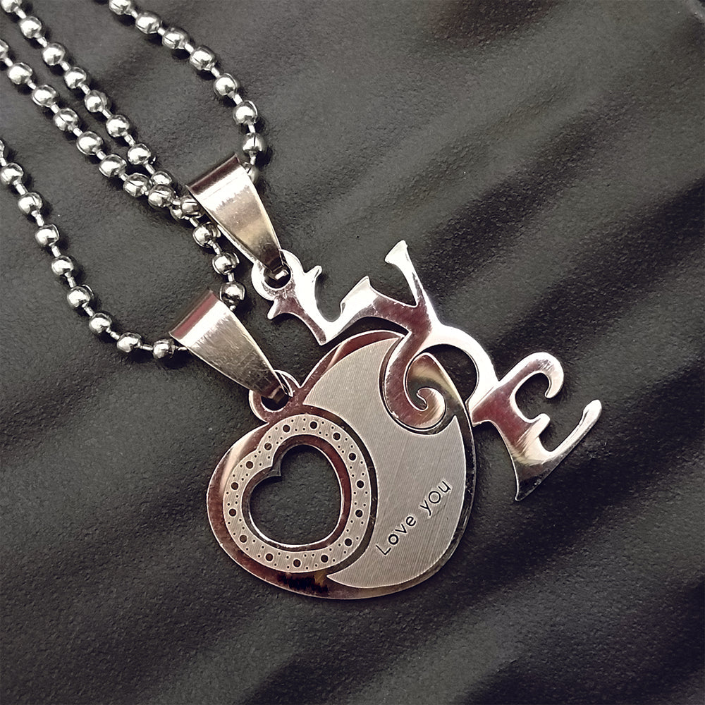 The99Jewel Heart Shape " Love YOU" Couple Chain Pendant- 1404883