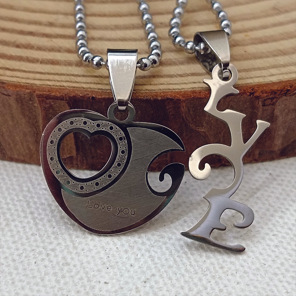The99Jewel Heart Shape " Love YOU" Couple Chain Pendant- 1404883