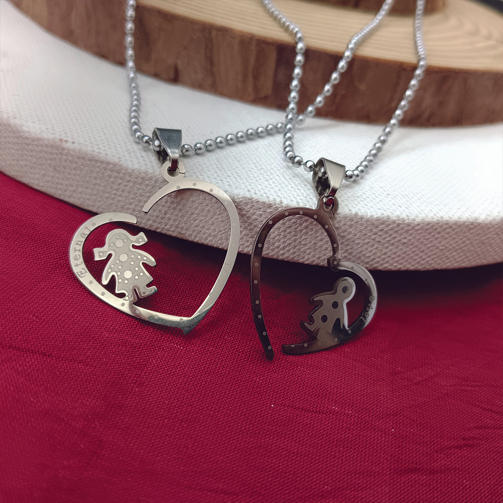 The99Jewel Heart Shape " Love " Couple Chain Pendant- 1404885