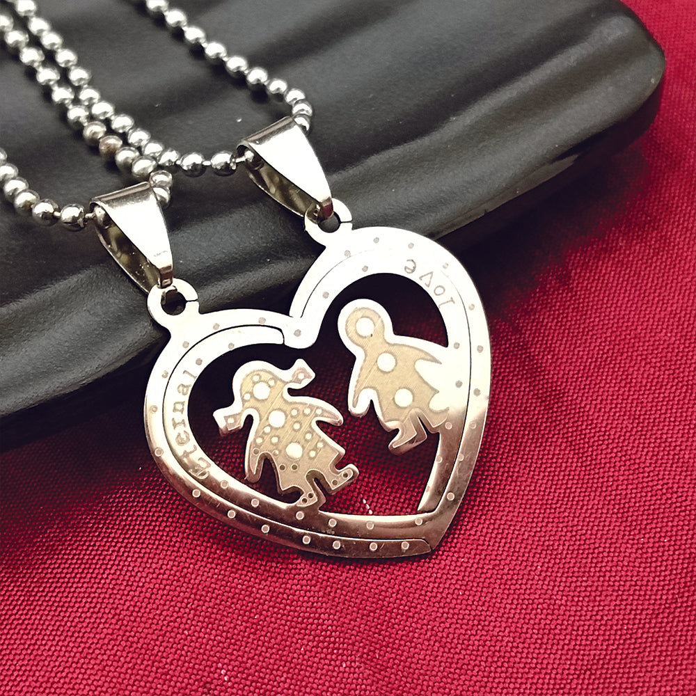 The99Jewel Heart Shape " Love " Couple Chain Pendant- 1404885