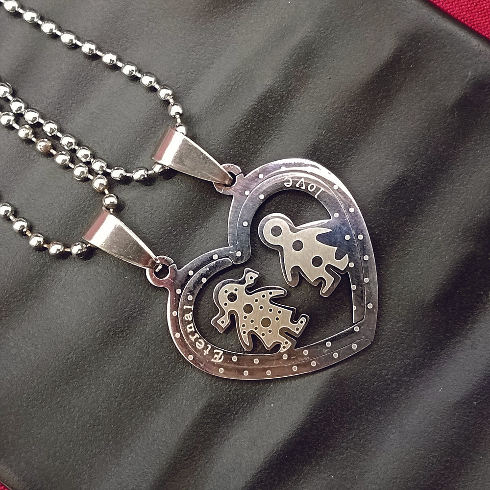 The99Jewel Heart Shape " Love " Couple Chain Pendant- 1404885