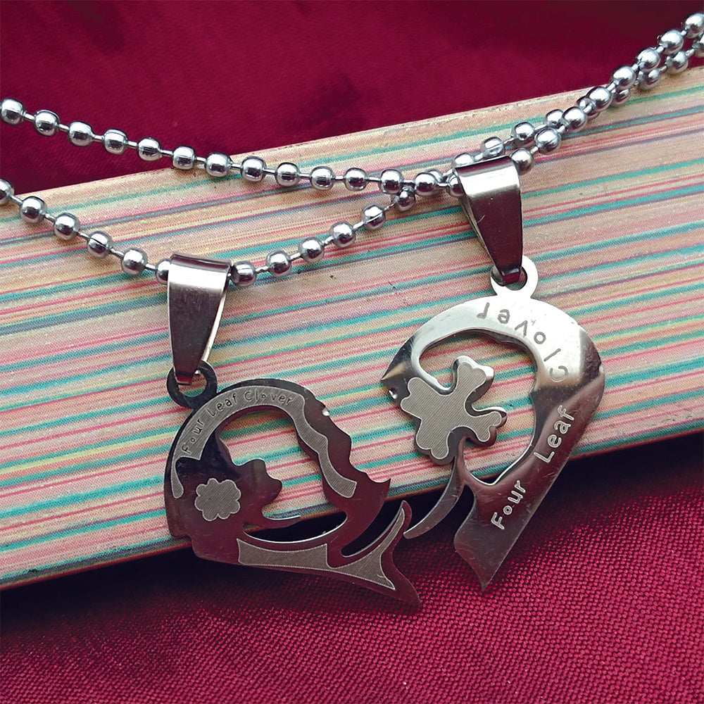The99Jewel Heart Four Leaf Love Chain Pendant- 1404886