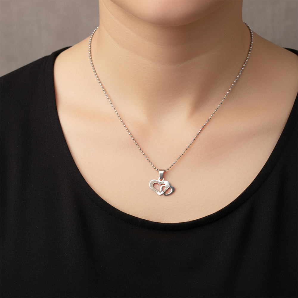 The99Jewel Romantic Heart Couple Chain Pendant Set for Him & Her