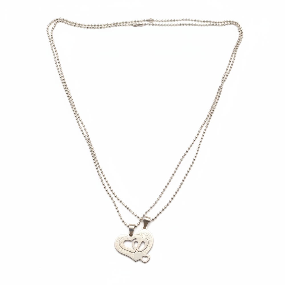 The99Jewel Romantic Heart Couple Chain Pendant Set for Him & Her