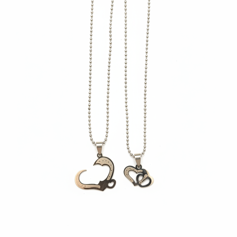 The99Jewel Romantic Heart Couple Chain Pendant Set for Him & Her