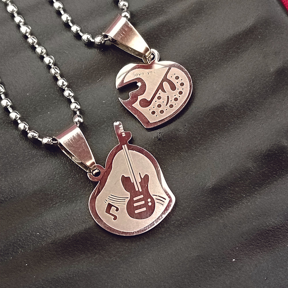The99Jewel Music Lover Heart And Guitar Chain Pendant- 1404890