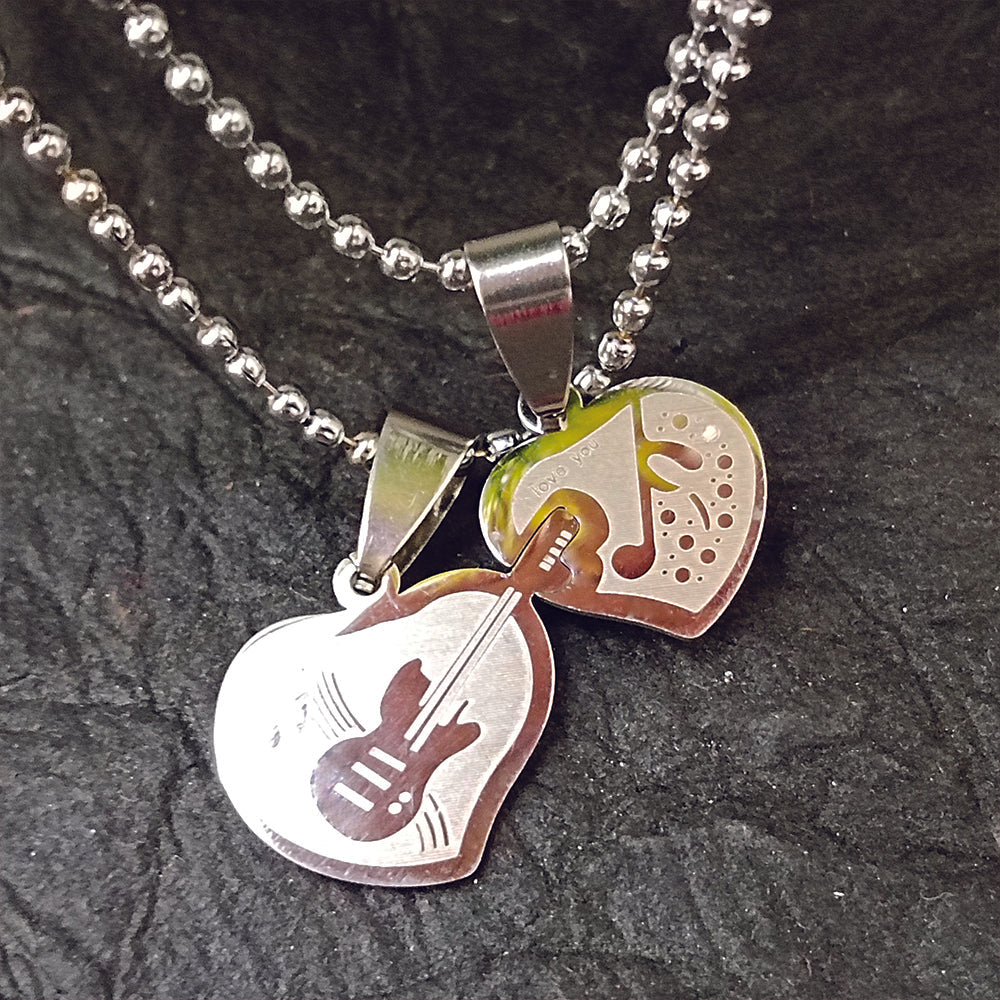 The99Jewel Music Lover Heart And Guitar Chain Pendant- 1404890