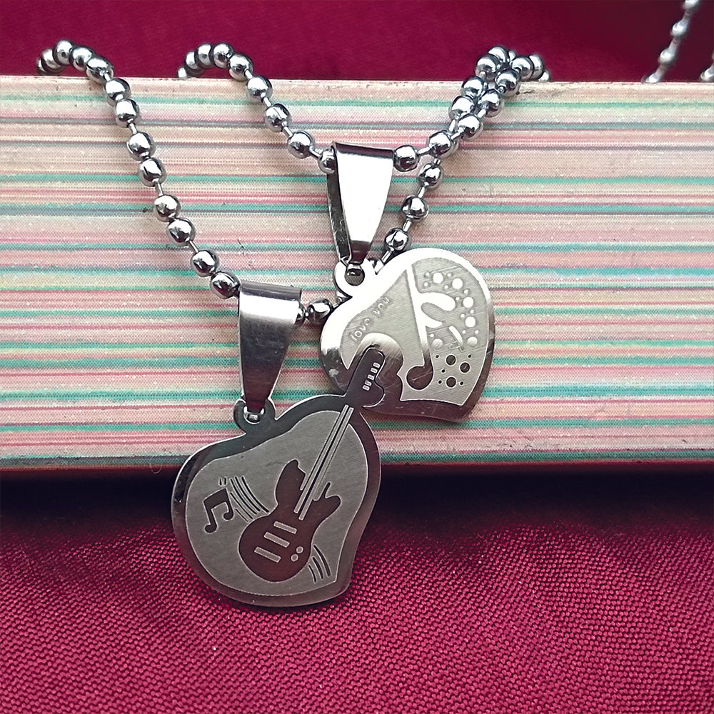 The99Jewel Music Lover Heart And Guitar Chain Pendant- 1404890