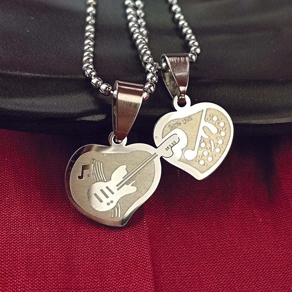 The99Jewel Music Lover Heart And Guitar Chain Pendant- 1404890