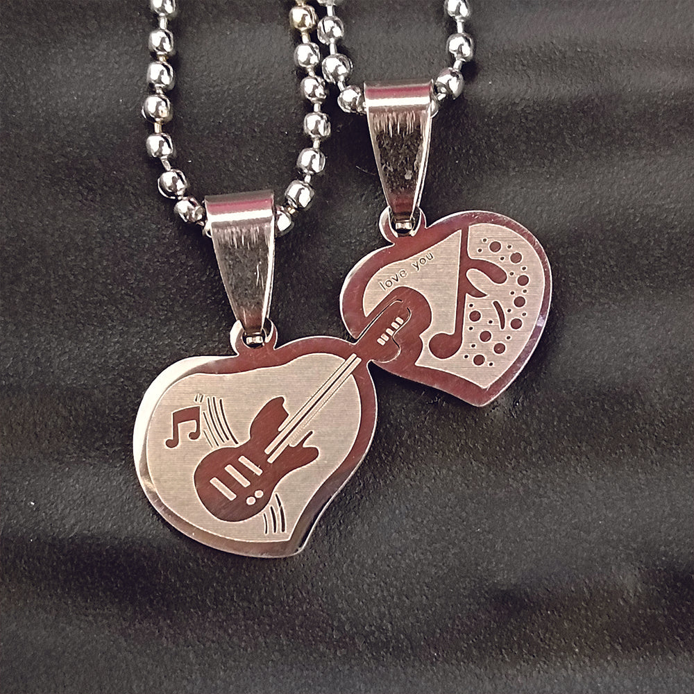 The99Jewel Music Lover Heart And Guitar Chain Pendant- 1404890