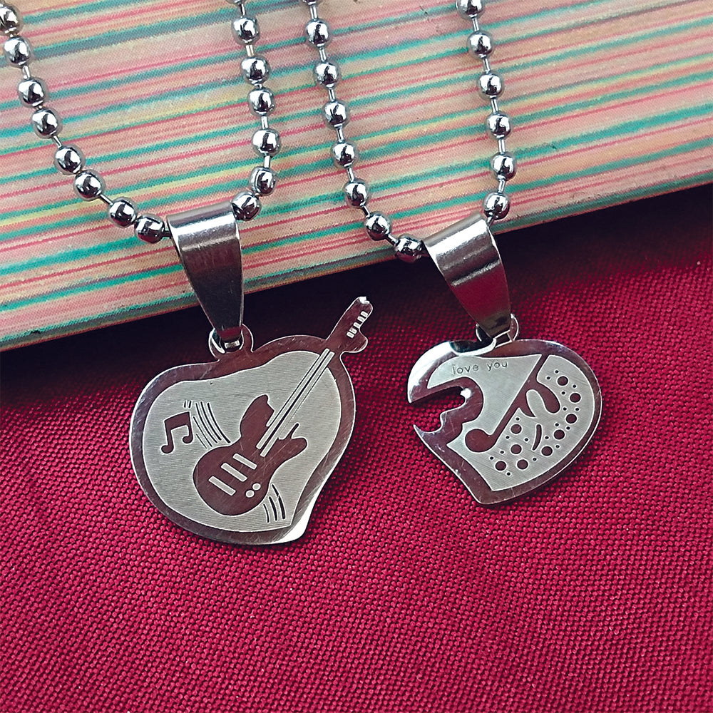 The99Jewel Music Lover Heart And Guitar Chain Pendant- 1404890