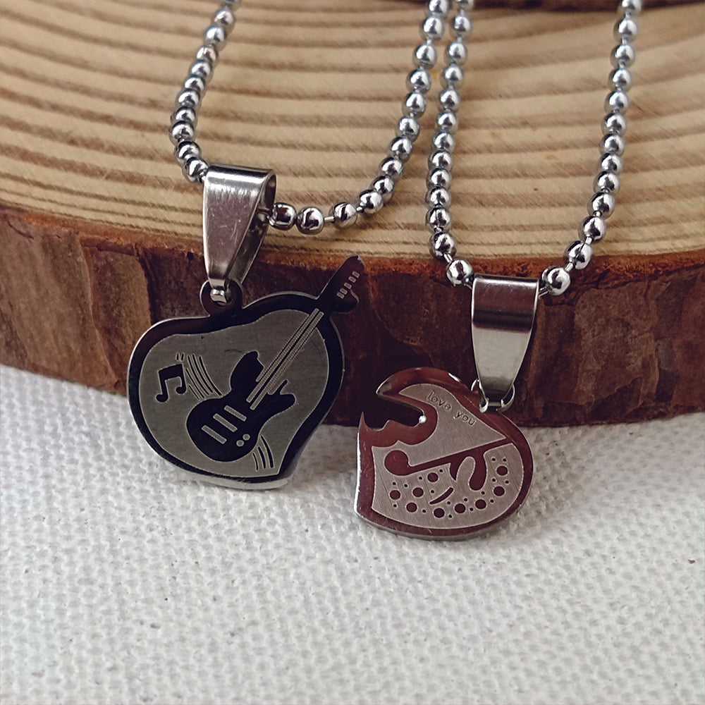 The99Jewel Music Lover Heart And Guitar Chain Pendant- 1404890