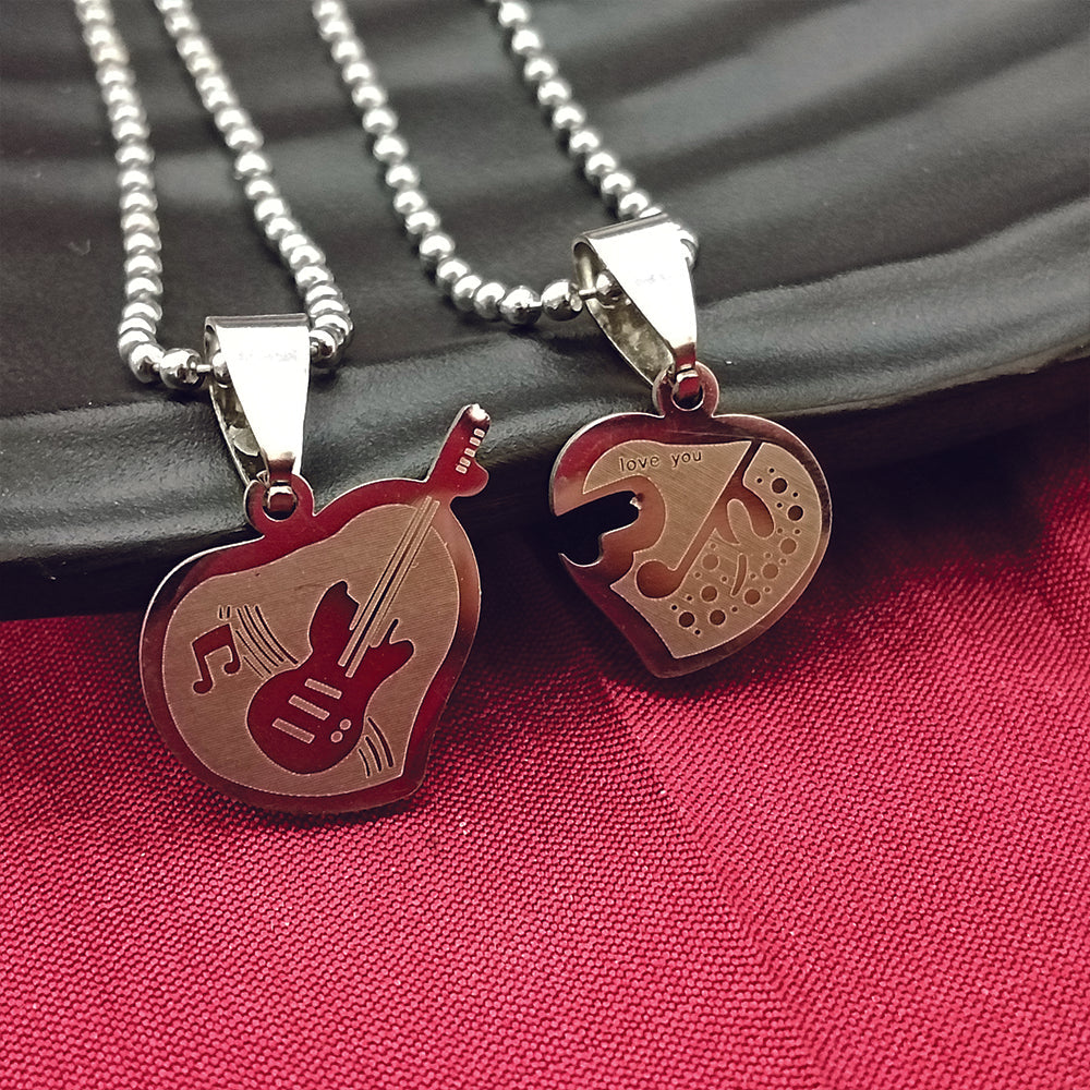 The99Jewel Music Lover Heart And Guitar Chain Pendant- 1404890