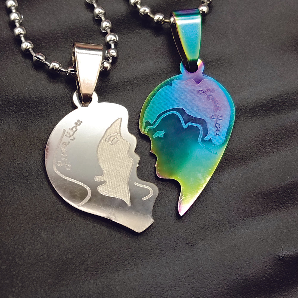 The99Jewel Heart Shape " LOVE YOU" Couple Chain Pendant- 1404892