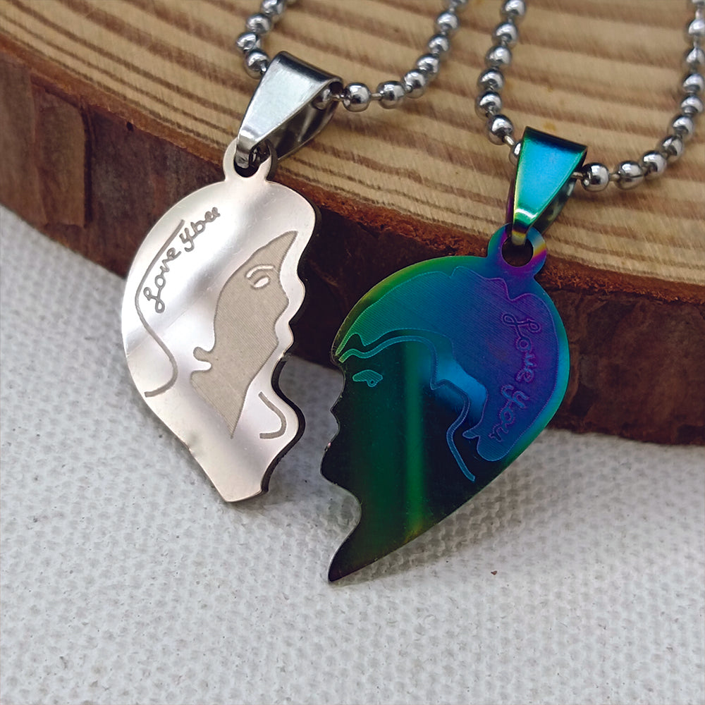 The99Jewel Heart Shape " LOVE YOU" Couple Chain Pendant- 1404892