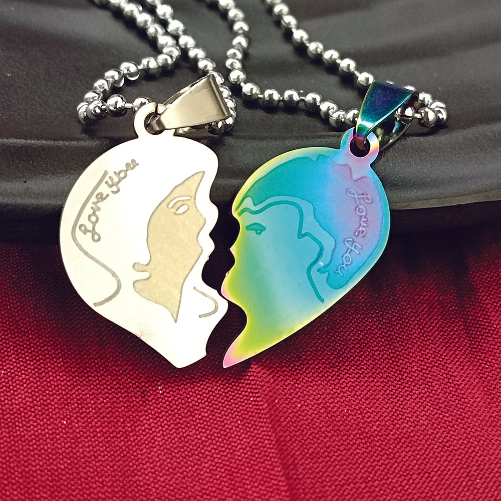 The99Jewel Heart Shape " LOVE YOU" Couple Chain Pendant- 1404892