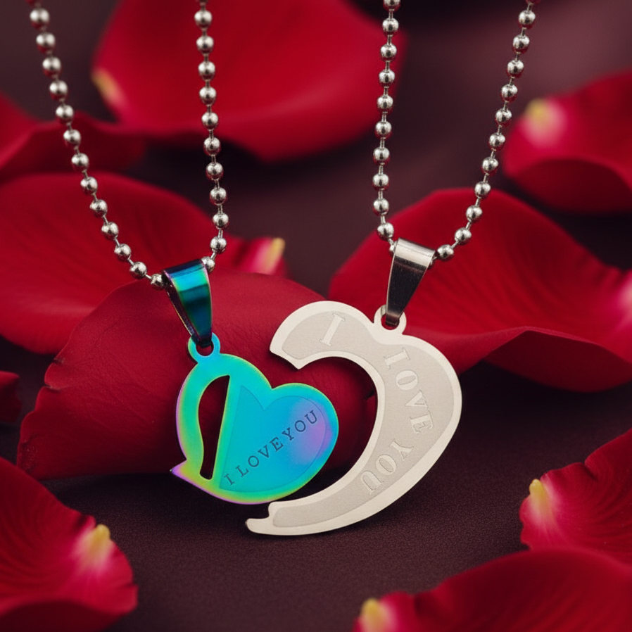 The99Jewel Heart Shape " I LOVE YOU" Couple Chain Pendant- 1404895