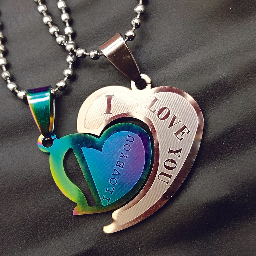 The99Jewel Heart Shape " I LOVE YOU" Couple Chain Pendant- 1404895