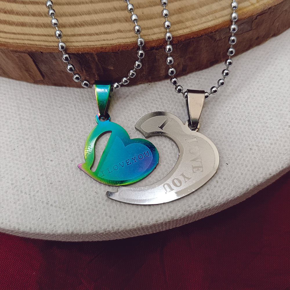 The99Jewel Heart Shape " I LOVE YOU" Couple Chain Pendant- 1404895