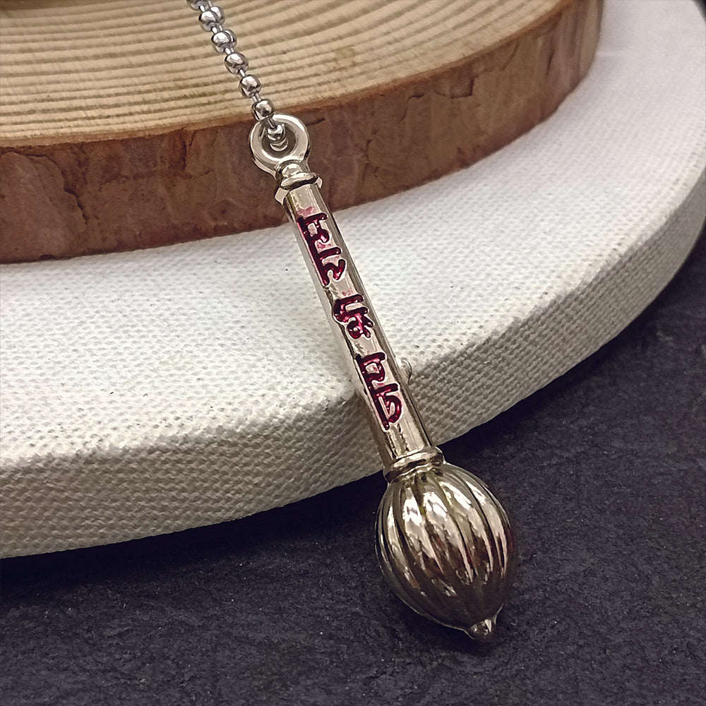 The99Jewel Hanuman Gada " Jai Shree Ram " Silver Chain Pendant