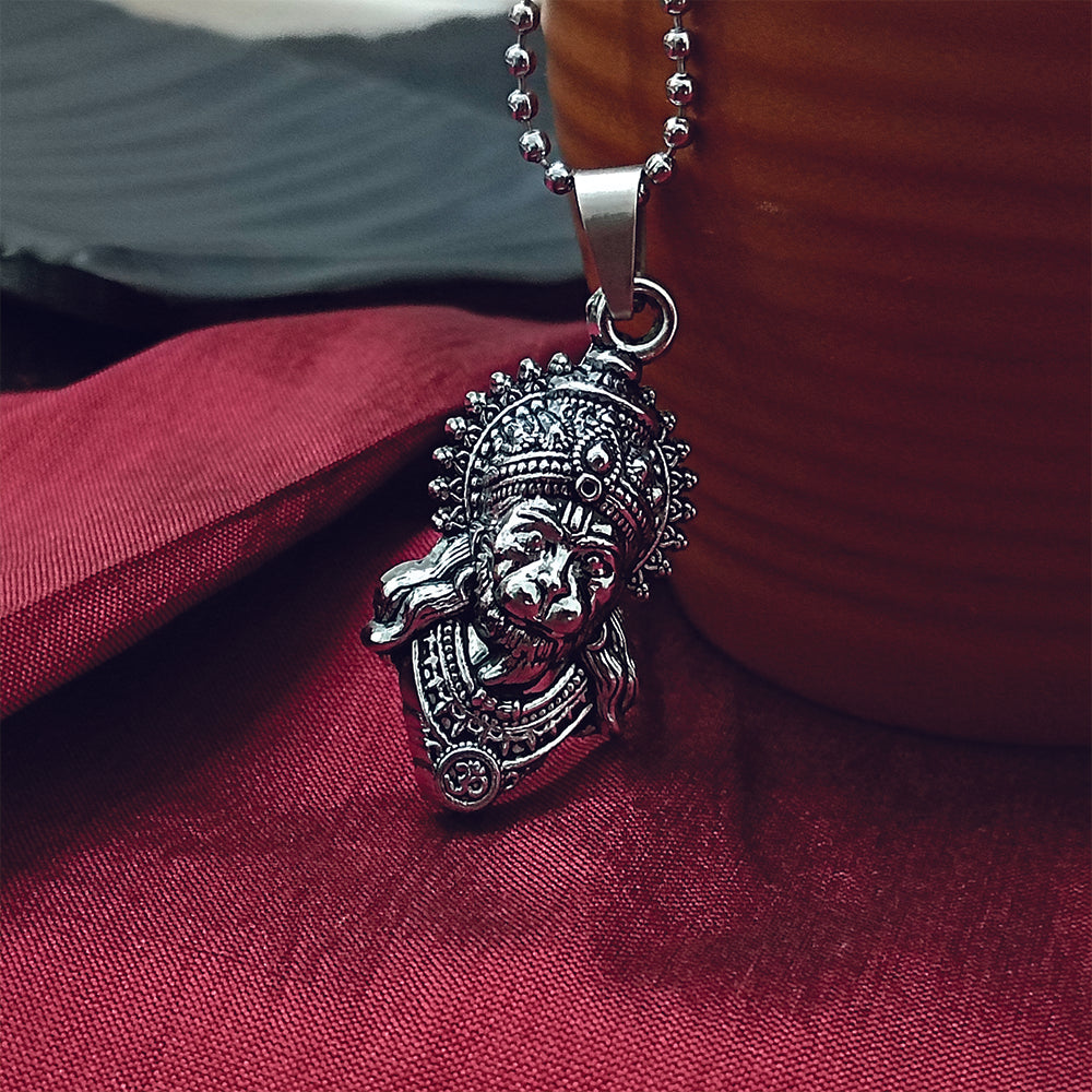 The99Jewel Hanuman Silver Plated Chain Pendant - 1404898
