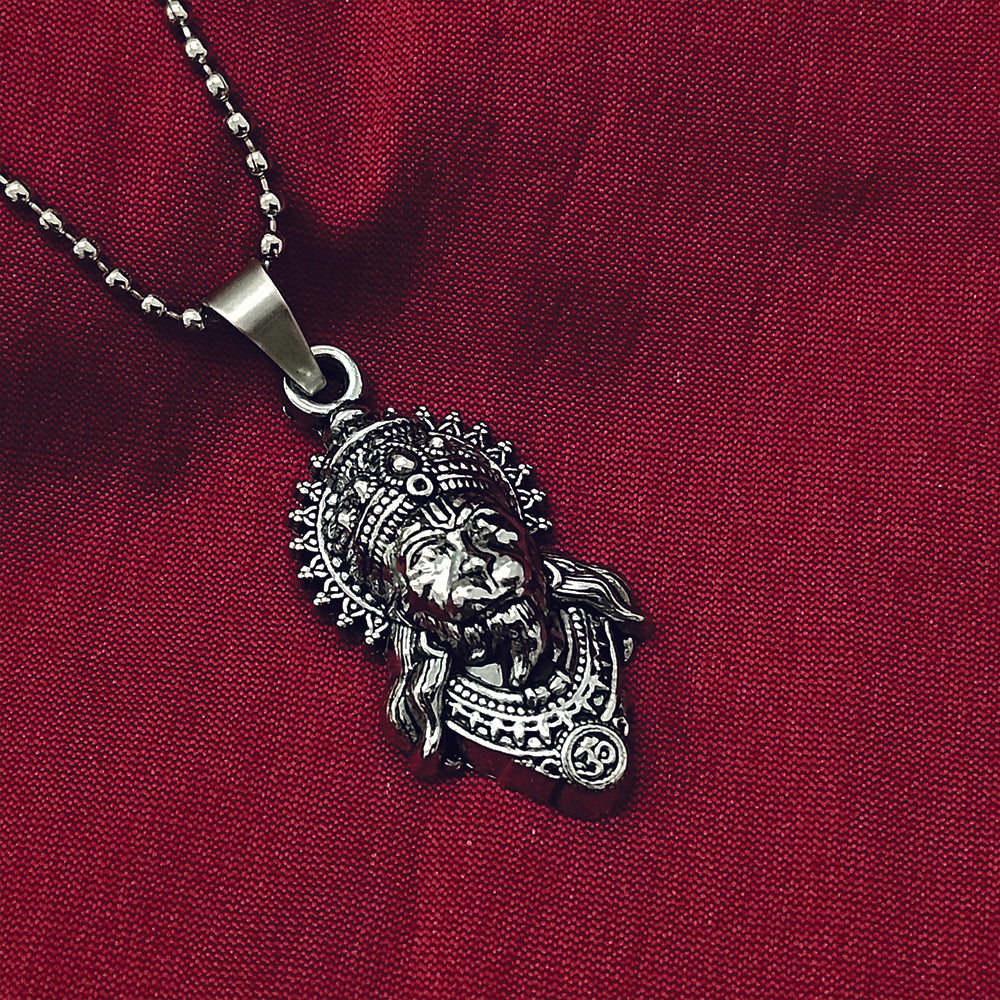 The99Jewel Hanuman Silver Plated Chain Pendant - 1404898