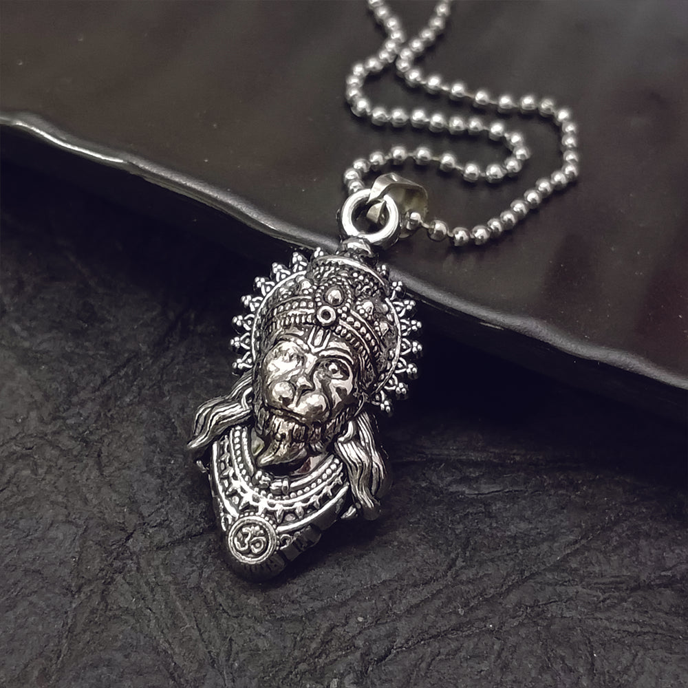 The99Jewel Hanuman Silver Plated Chain Pendant - 1404898