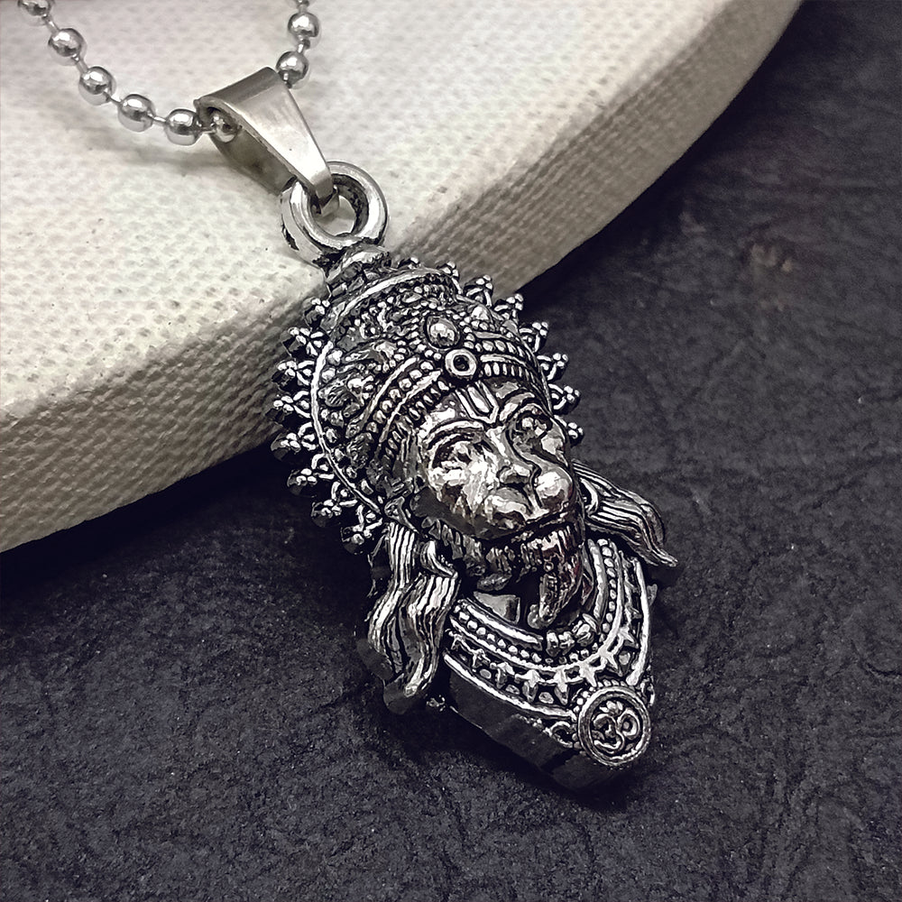 The99Jewel Hanuman Silver Plated Chain Pendant - 1404898
