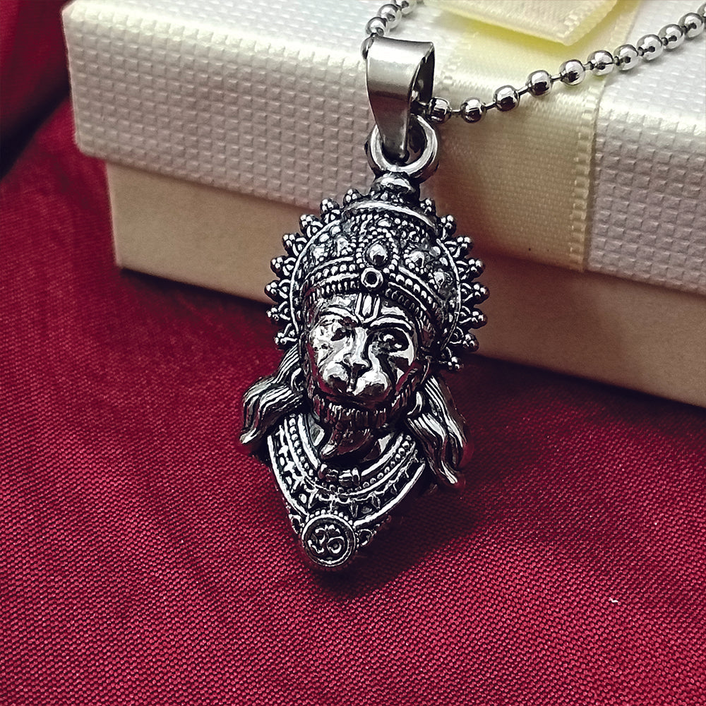 The99Jewel Hanuman Silver Plated Chain Pendant - 1404898