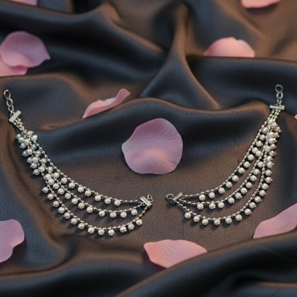 The99Jewel Timeless Pearl Layered Kaan Chain\ Earchain \ Kan Chain