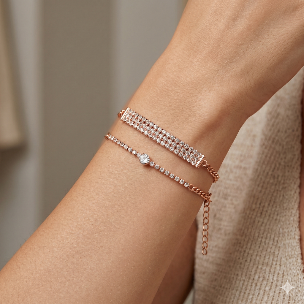 The99Jewel Rose Gold Plated Crystal Stone Bracelet