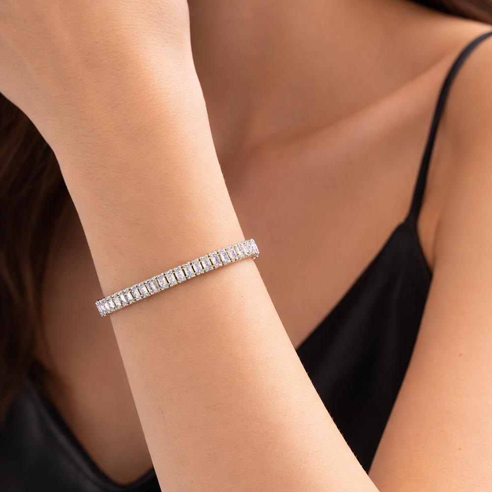 The99Jewel American Diamond Silver Plated Bracelet