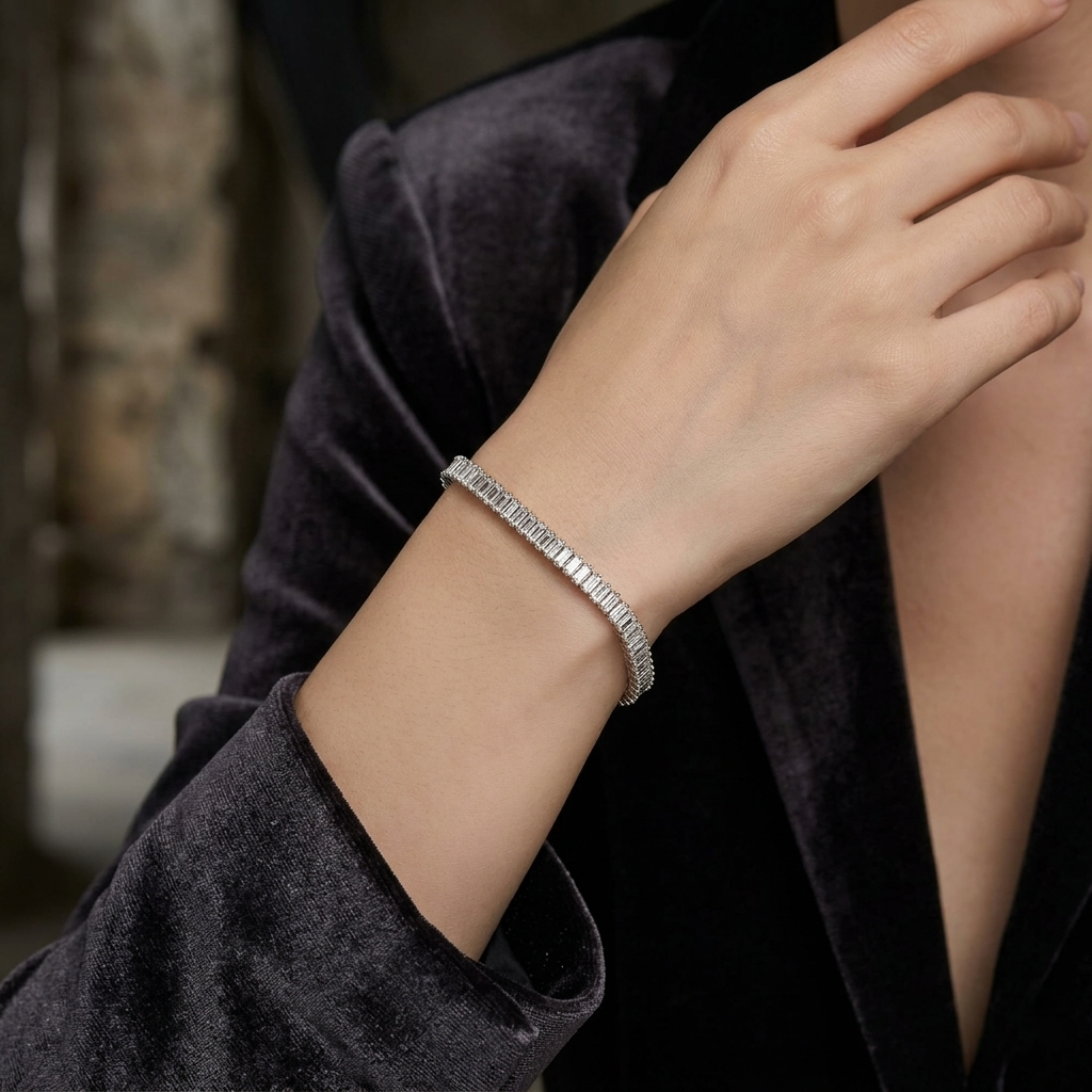 The99Jewel American Diamond Silver Plated Bracelet