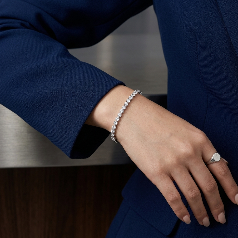 The99Jewel American Diamond Silver Plated Bracelet