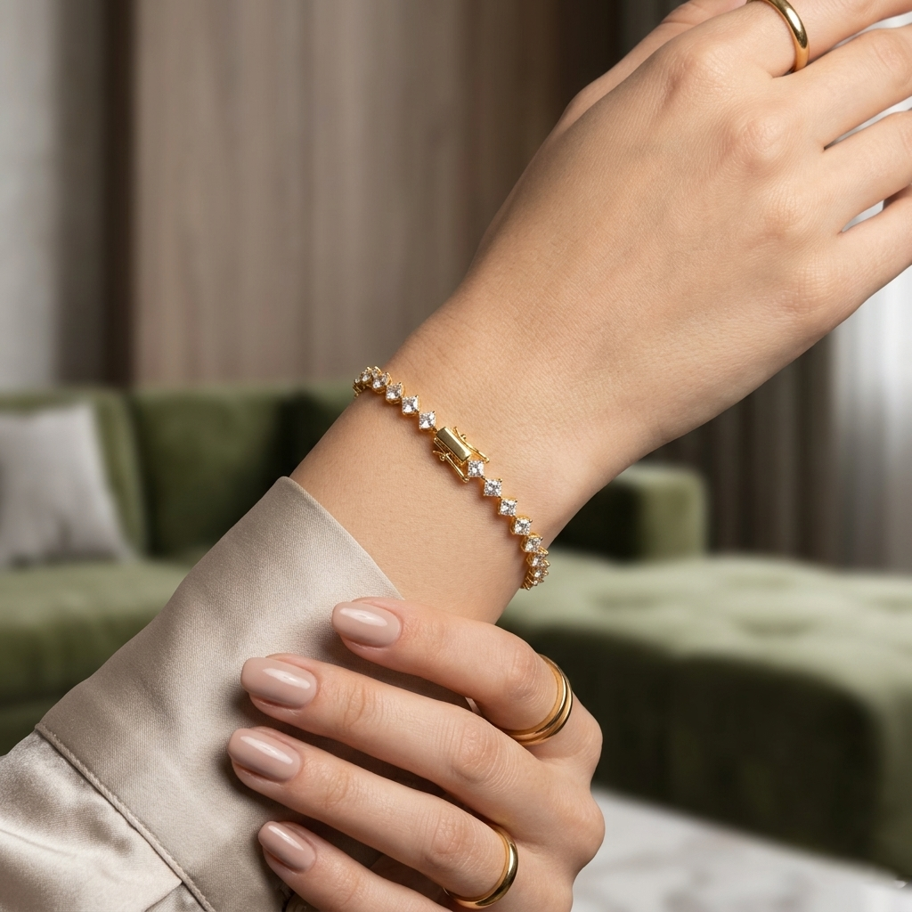 The99Jewel American Diamond Gold Plated Bracelet