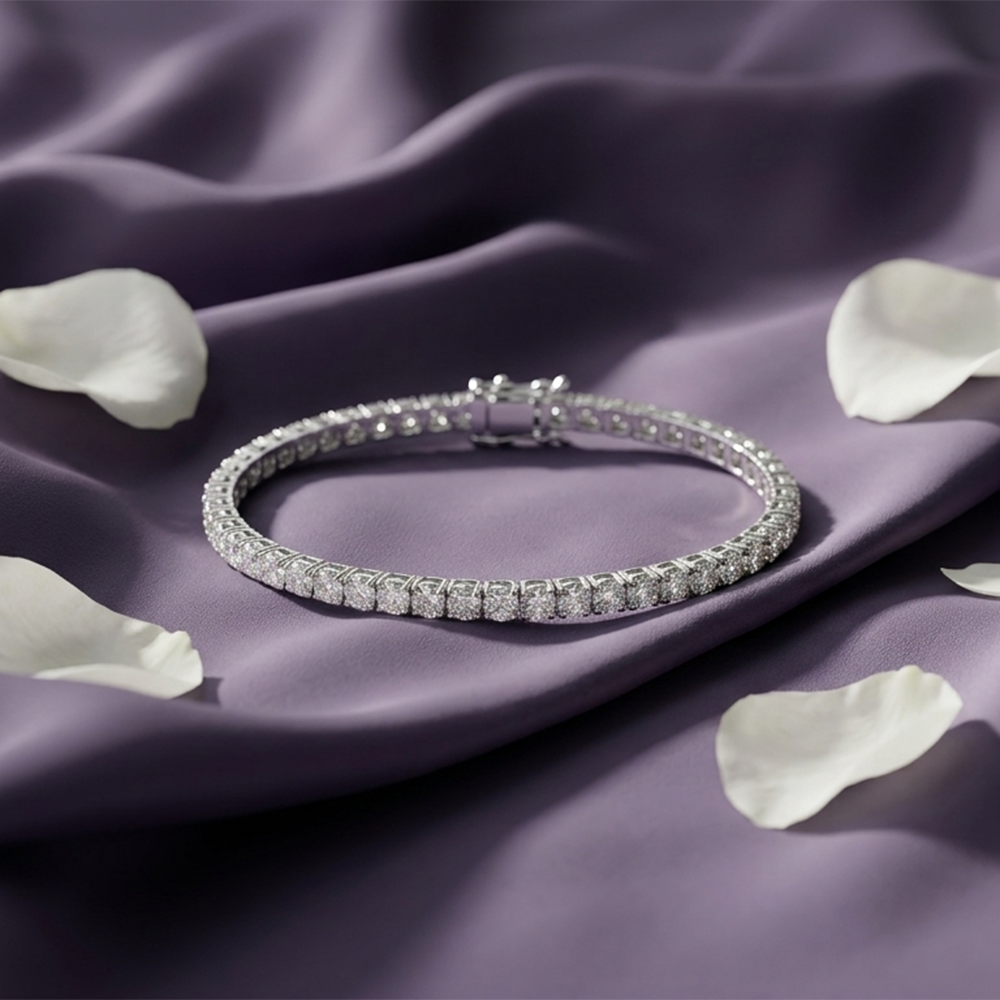 The99Jewel SparkLuxe Crystal Stone Silver Plated Tennis Bracelet for Women